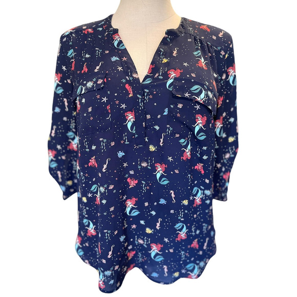 torrid Tops - Torrid 4 (4X 26) New Disney The Little Mermaid Ariel Georgette Harper Blouse Top